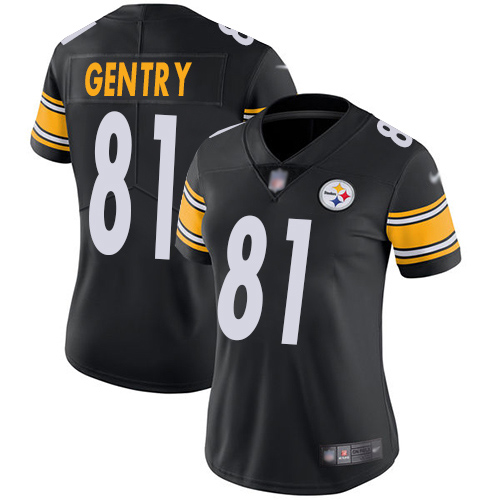 Women Pittsburgh Steelers Football 81 Limited Black Zach Gentry Home Vapor Untouchable Nike NFL Jersey